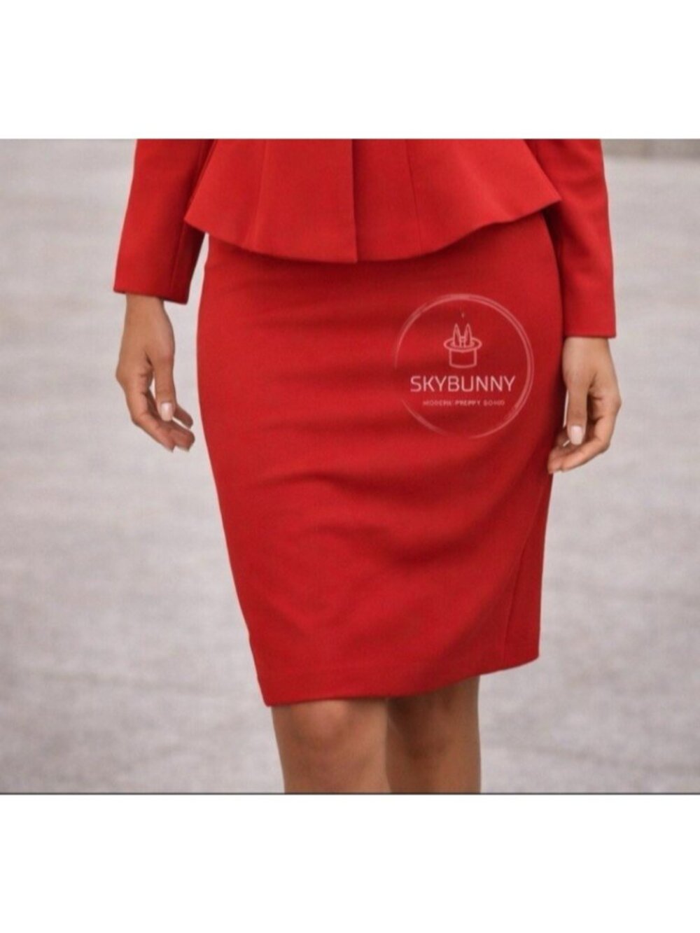 Noir Red Stretch Bodycon Skirt XS Extra Small Pull On Women's Washable NEW